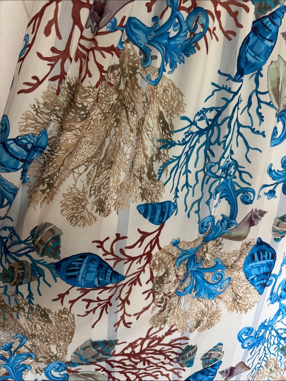 Boston Proper Cream Maxi Dress with Blue Coral sea shell Print - Picture 9 of 10